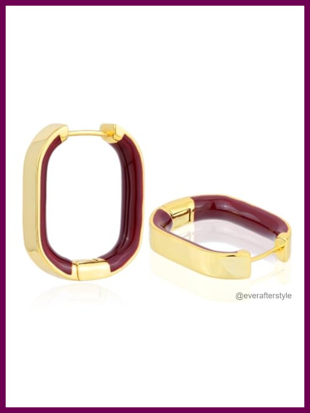 U Shaped Enamel Hoop Earrings for Women 14k Gold Plated Huggie